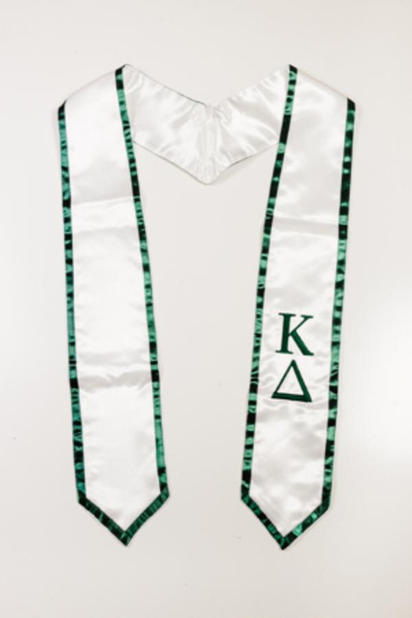 Load image into Gallery viewer, White Stole with Forest Green Trim
